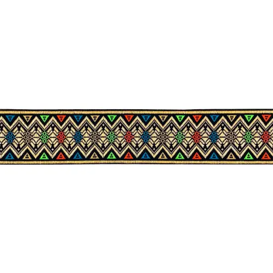 Designer&rsquo;s Shop JL 131 Metallic Jacquard Trim &ndash; 2&rdquo; x 7 Yards, Native Bohemian Ribbon, Colorful Tribal Woven Braid {3}
