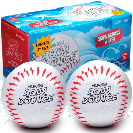 Ultimate Larger 3” Size Skip Balls (Baseball) Beach Pool Toys for Kids Ages 3-14 Years Old Boys Girls Summer Gifts for Teens Family Fun Water Games Adult Men Women Best Birthday Present {1}