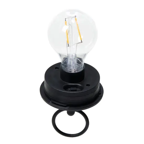 Set of 2 32.25"H Black Metal Stripes Solar Powered Outdoor Lantern with Edison Bulb and Stake {6}