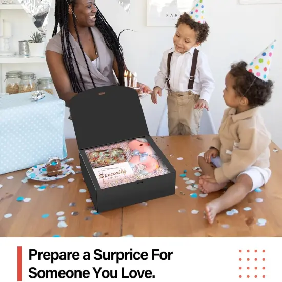 15 PCs Gift Boxes with Lids, Black 10X8X4 Inch Gift Boxes, Bridesmaid Proposal Box with Ribbon, Kraft Paper Boxes for Wedding, Packaging, Present, Birthday,Party {4}