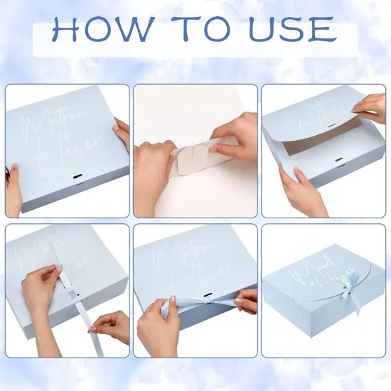 8 Pack Bridesmaid Proposal Gifts Boxes Set, Will You Be My Maid/Matron of Honor Box with Ribbon for Wedding Bridal Party Supplies(Blue Series Style) {3}