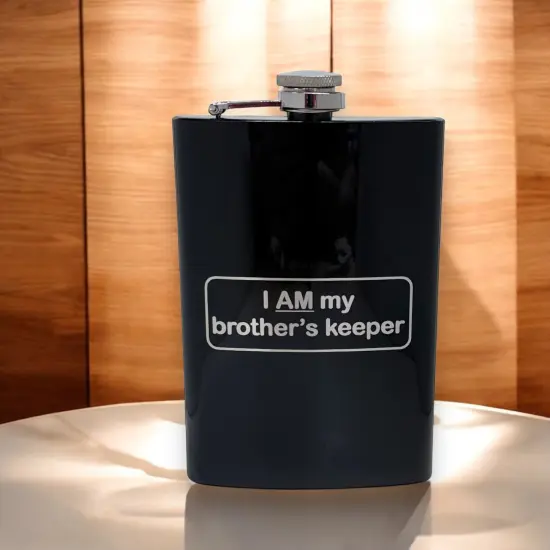8oz BLACK I AM my brother's Keeper Flask {2}