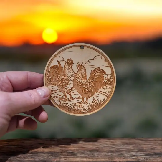 Ornament - Chicken Ranch - Raw Wood {4}