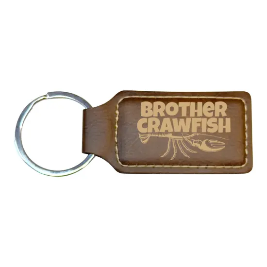 Keychain - Rectangle - Brother Crawfish - Leather Black/Silver {3}