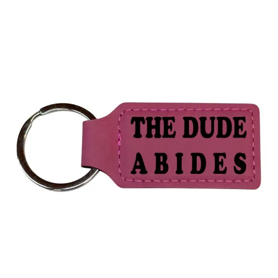 Keychain - Rectangle - The Dude Abides - Leather Rustic/Gold {3}