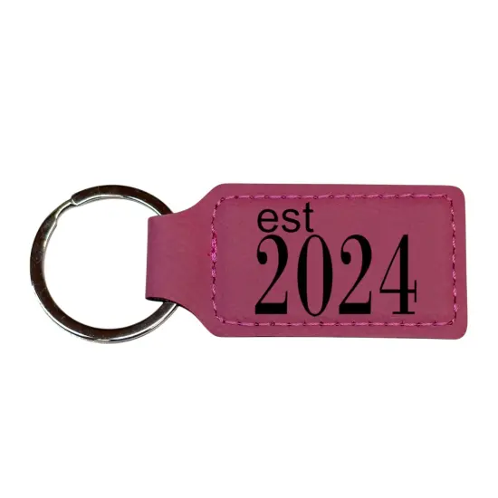 Keychain - Rectangle -Est 2024 - Leather Rustic/Gold {2}