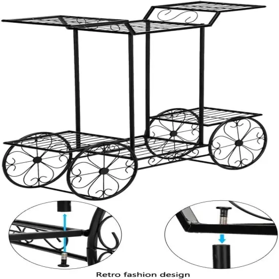 6-Tier Black Garden Plant Cart Stand {3}
