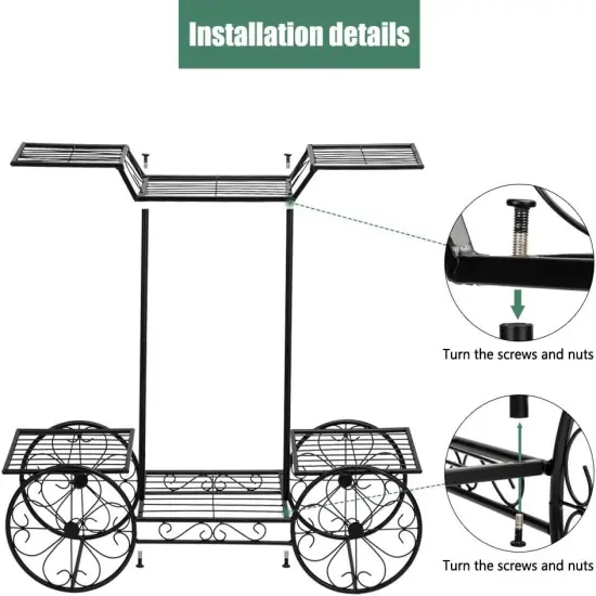 6-Tier Black Garden Plant Cart Stand {4}