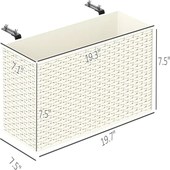 Set of 2 Stackable Rattan Plant Stands White {5}