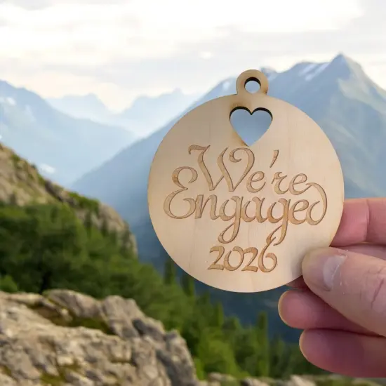 Ornament - We're Engaged 2026 - Raw Wood 3x3in {6}