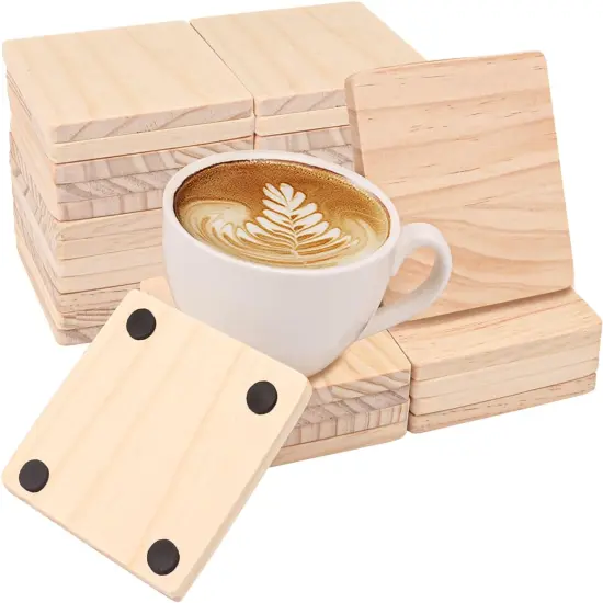 36 PCS Unfinished Wood Coasters, 4 x 4 Inch {1}