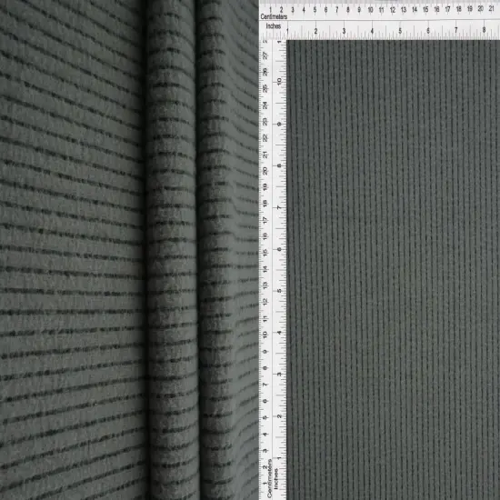 1 Yard Brushed Rib Knit Fabric with Black Backing, 58/60&Prime; Wide Polyester Spandex Blend GREY {1}