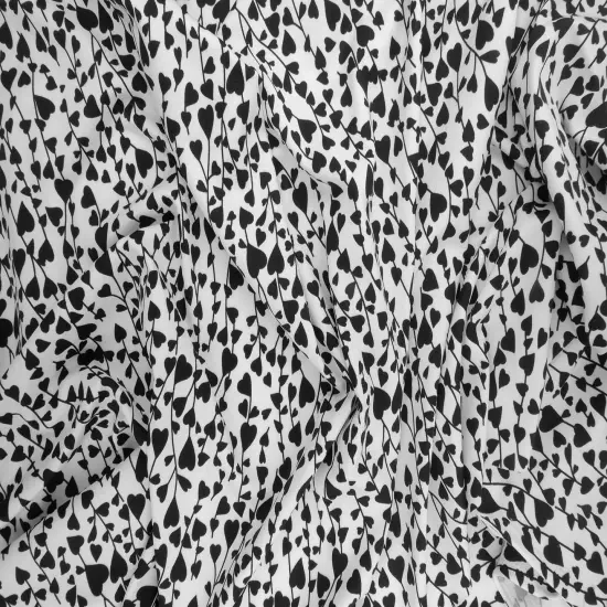 1 Yard Polyester Spandex DTY Knit Fabric, Soft Stretch Heart Print 58/60" Width BLACK {2}