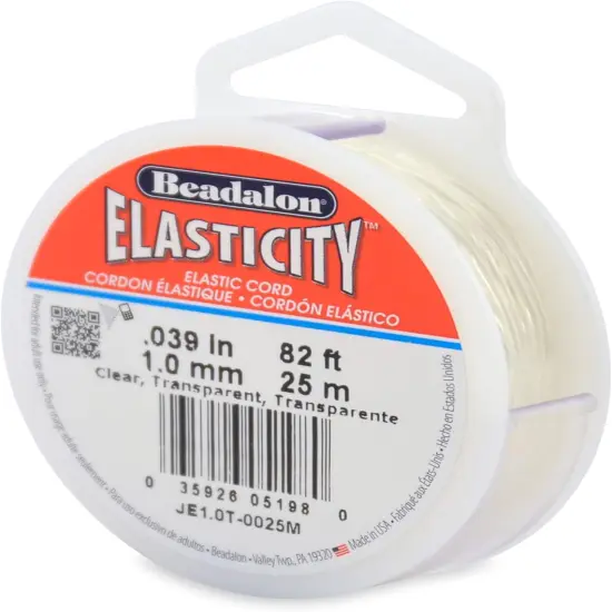 Beadalon Elasticity Stretch Cord, 1.0 mm / .039 in, Clear, 25 m / 82 ft {1}