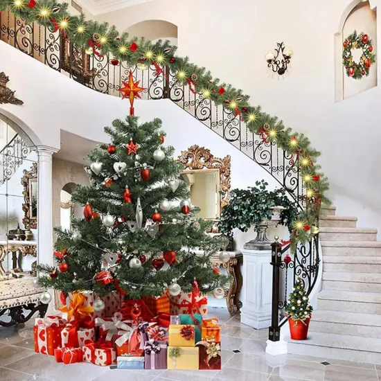 9 FT Artificial Christmas Garland, Pre-Lit 50 LED Battery Operated Lighted {4}