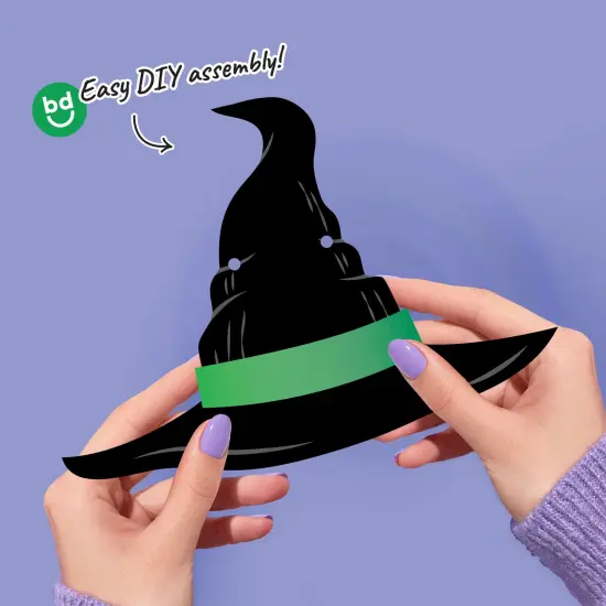 Big Dot of Happiness Witch Garland Banner, Birthday or Halloween Party Decor Backdrop, 30 Feet of Cord, 15 Paper Witch Hat and Pink Crown Shapes {5}