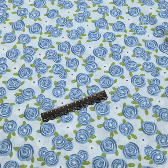 42Pcs - 100% Cotton Boys Fabric Squares,5 Inch Quilting Supplies Clearance Blue Floral {5}