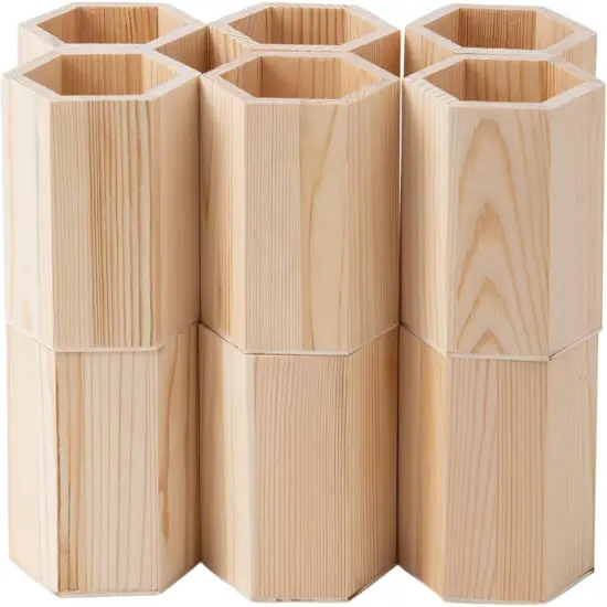 12pcs Wooden Pencil Holder,Table Top Organizer Stationery,L3.1 x W3.1 x H3.9in Desk Accessories Makeup Brush Holder for School Home Office Supplies {1}