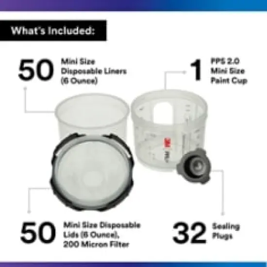3M&trade; PPS&trade; Series 2.0 Spray Cup System Kit 26114, Mini (6.8 fl oz, 200 mL), 200 Micron Filter, 1 Kit/Case {2}