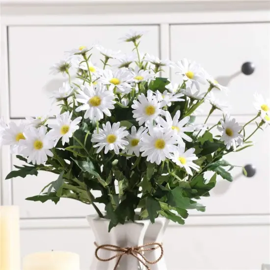 2 PCS Artificial Silk Daisy Flower Bouquet for Home Table Centerpieces Arrangement Decoration, White {1}