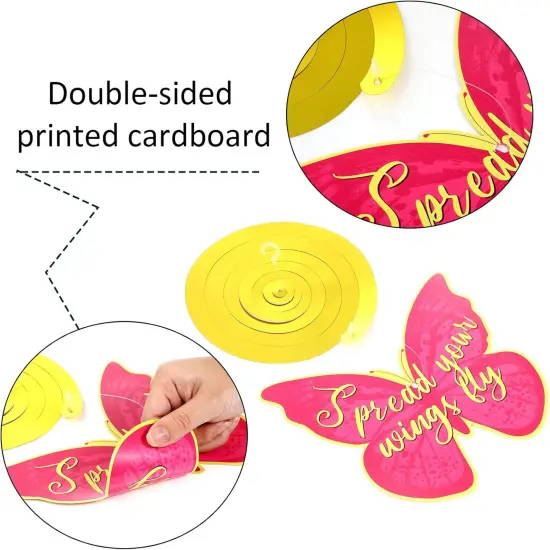 30 Pcs Butterfly Flowers Hanging Swirl Decorations Summer Butterfly Floral Baby Shower Foil Ceiling Streamers for Women Girl Kids Wedding Birthday Mother's Day 1st Birthday Party Supplies (Elegant) {3}