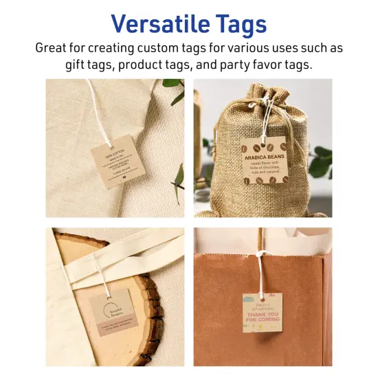 1-1/2" x 1-1/2" Square, Kraft Brown Printable Tags {3}