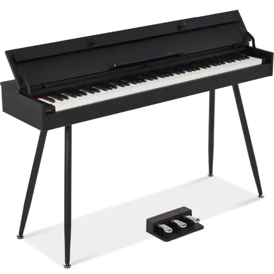 Best Choice Product Modern 88 Key Fully Weighted Desk Style Digital Piano w/ Metal Legs, 3 Sustain Pedal Black {1}