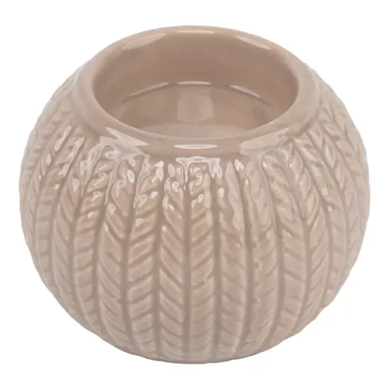 Northlight Cable Knit Ceramic Christmas Candle Holder - 3.25" - Beige {3}