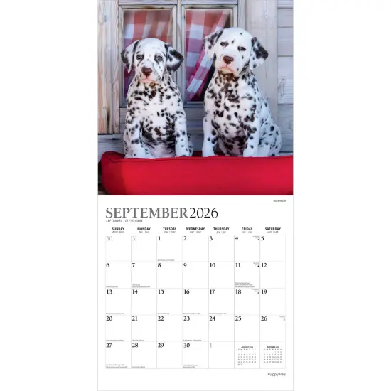 Puppy Pals | 2026 12 x 24 Inch (Hanging) Monthly Square Wall Calendar | Foil Stamped Cover {4}