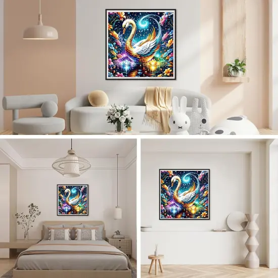 Diamond Painting Kits for Adults Swan, 5D DIY Diamond Art Kits for Beginners Round Full Drill Diamond Painting for Home Wall Decoration 12&times;12inch, Animal {3}
