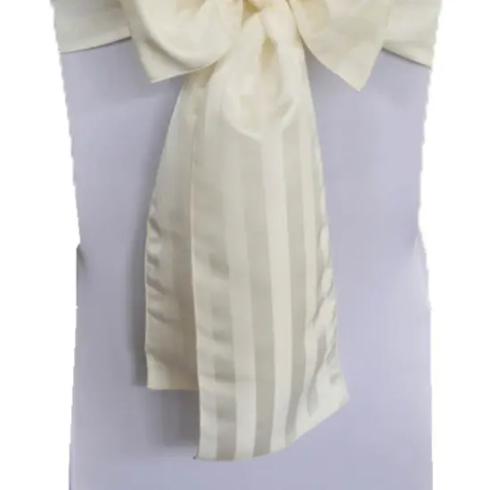 10 Pieces Ivory Striped Jacquard Polyester Chair Sashes 7.5"x108" for Elegant Events {5}