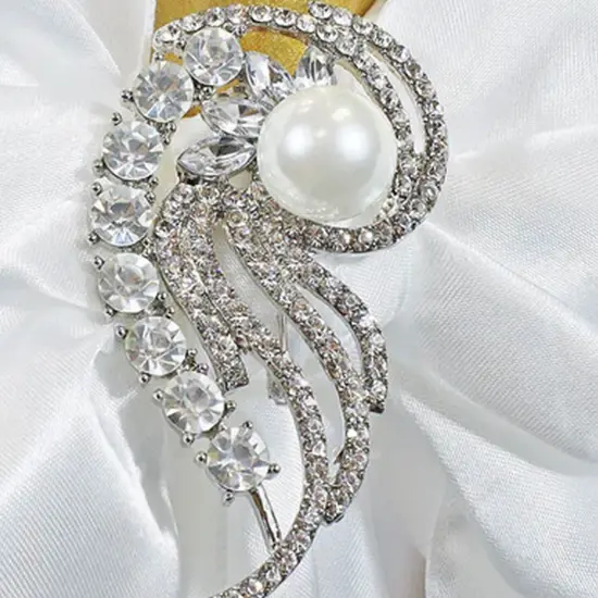 Swirl Pearl Rhinestone Chair Sash Buckle Silver Metal 2 Inch Width {4}
