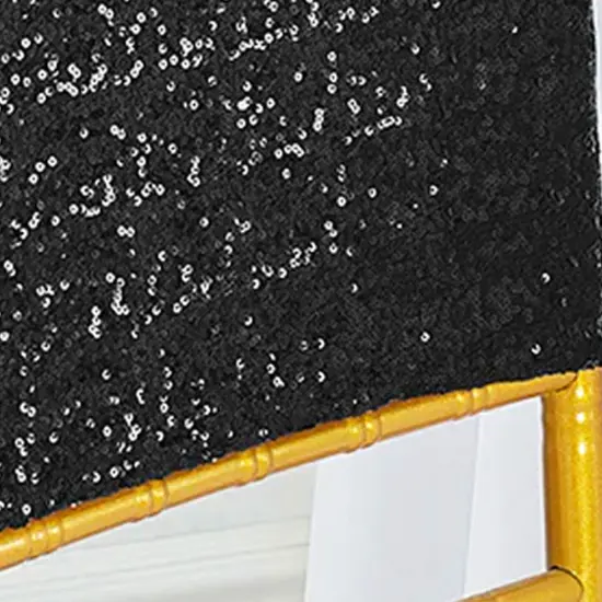 1 Piece Black Sequin Spandex Chair Cap 13.5 inch by 10 inch Banquet Wedding Cover {5}
