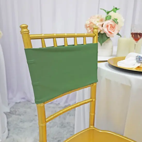 10 Pieces Stretchy Fresh Clover Green Spandex Chair Bands 7 x 13 Inches {2}