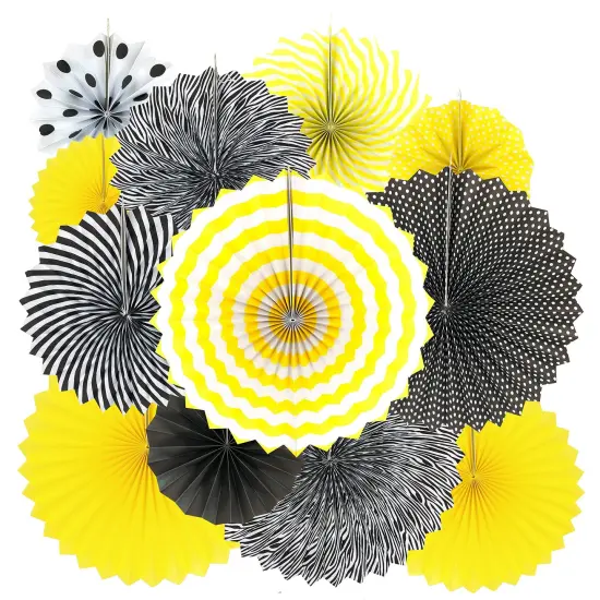 Yellow Bee Party Hanging Decorations - Construction Zone Wild One Birthday Baby Shower Wedding Summer Carnival Party Ceiling Hangings Photo Booth Backdrops Decorations, 12pc {1}