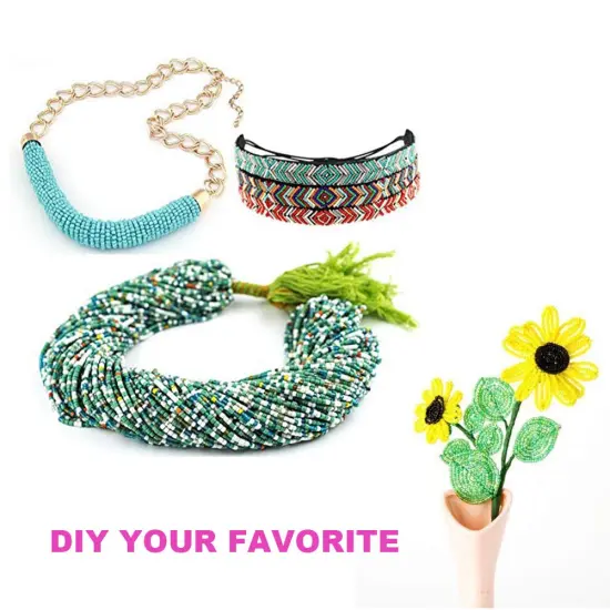 EuTengHao 6000pcs Glass Seed Beads Small Craft Beads for DIY Bracelet Necklaces Crafting Jewelry Making Supplies with Two 0.8mm Clear Bracelet String (4mm, 250 Per Color, 24 Colors) {3}