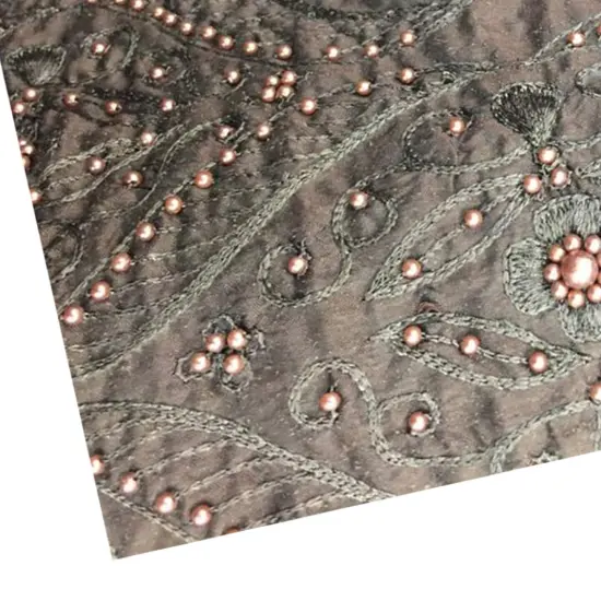 1 Yard Silk Embroidery with Pearls Fabric for Dresses and Couture 45 Inches Wide {2}