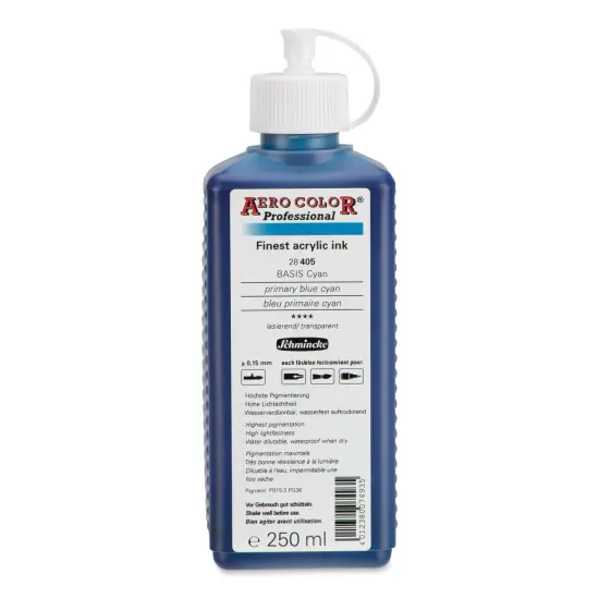 Schmincke Aero Color Professional Airbrush Color - 250 ml, Primary Blue Cyan {1}