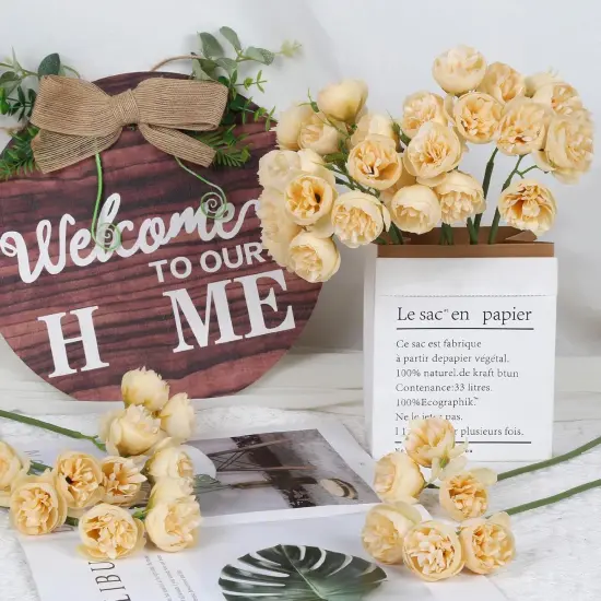 18 PCS Ranunculus Artificial Flowers Peonies Flowers(Champagne) {2}