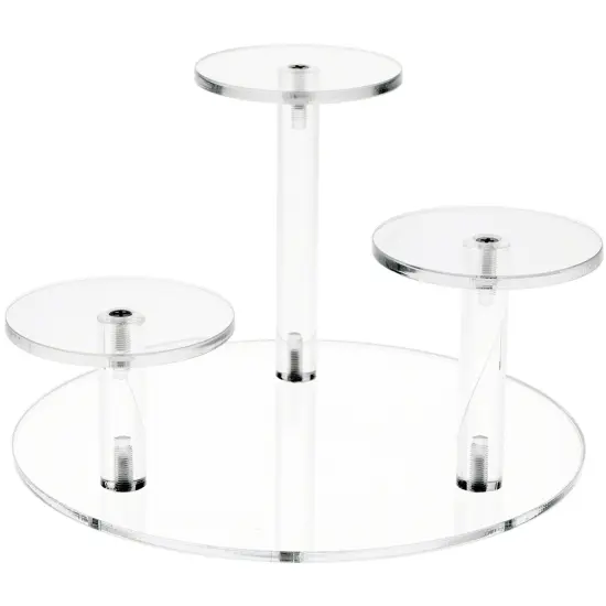 Plymor Clear Acrylic Round 8" Base Riser with 3 Round 3" Display Pedestals, 5" High {1}