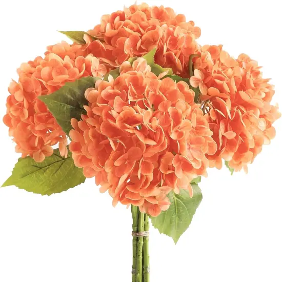 4 Pcs 20" Hydrangea Artificial Flowers - Tangerine Orange {1}
