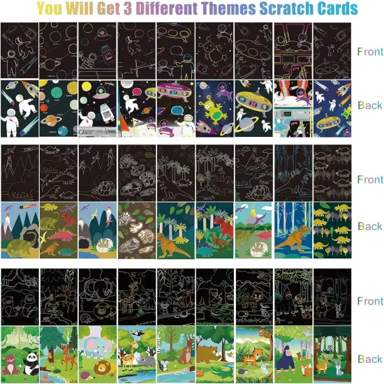 3 Set Magic Scratch Paper Art, Colorful Magic Drawing Art Book with 3 Scratch Pen {2}