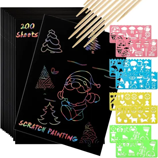 200 Pcs Scratch Paper Art Set {1}