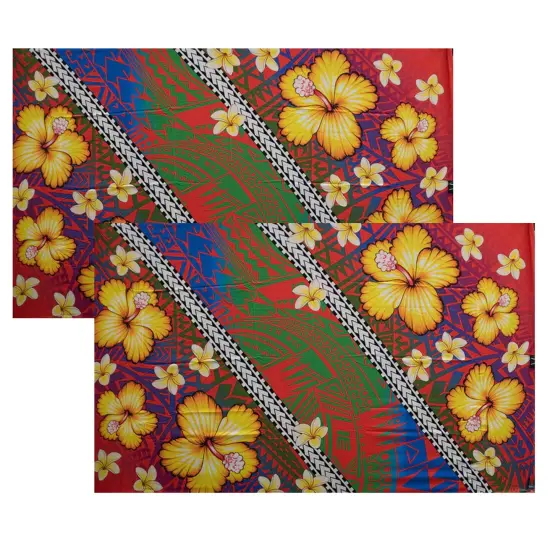 72" L x 45" W Hibiscus Assortment Polyester Sarong Fabric Style One {6}