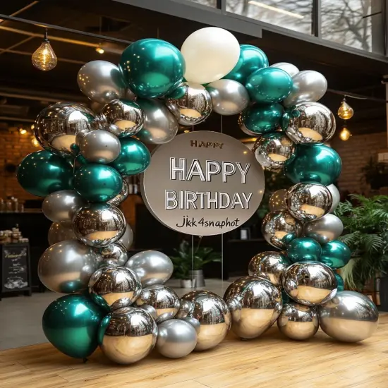 100 Pack 12 inch Silver Round Helium Balloons,Silver Metallic Chrome Latex Balloons {3}