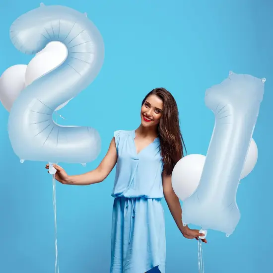 Light Blue Number 1 Balloon, 40 Inch Big Large Foil Number Balloons {4}