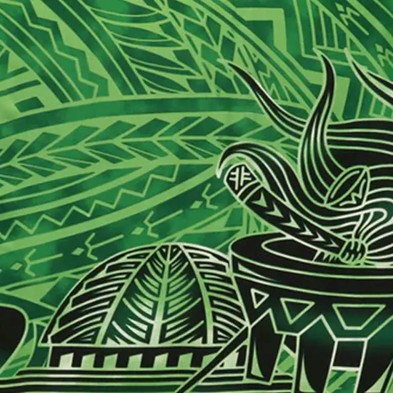 Talofa Samoa Kava Bowl Polyester Sarong 72" L x 45" W Green {4}
