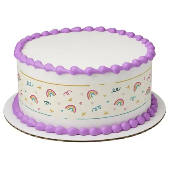 Rainbow and Stars Edible cake border 3 Strips 2.5x10.5 inchs in size {1}