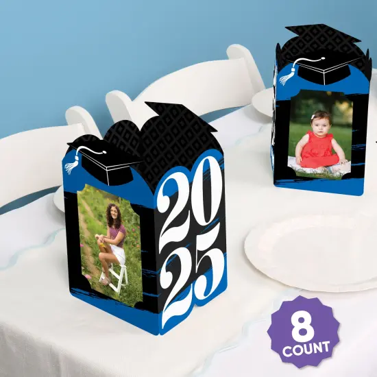 Big Dot of Happiness Blue 2025 Graduation Photo Holder Centerpieces, 4x6 Picture Display Box, Table Decoration Centerpiece for Grad Party Decor, 8 Count {3}