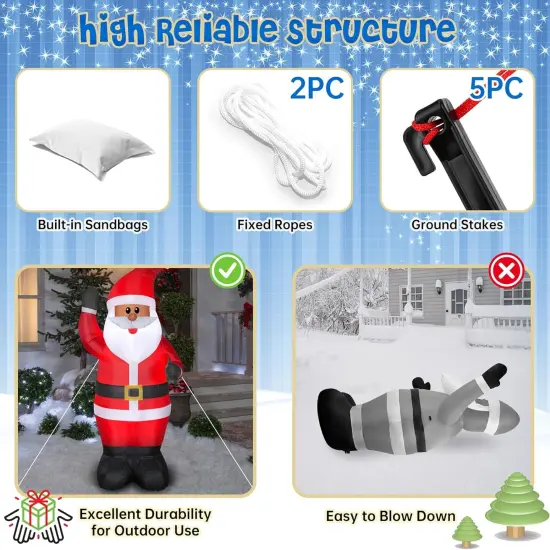 2.5FT Christmas Inflatables Outdoor Santa Claus with Built-in LED Light {3}